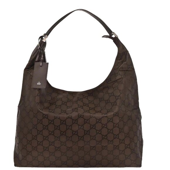 Gucci Brown Nylon GG Hobo Handbag - Picture 1 of 10